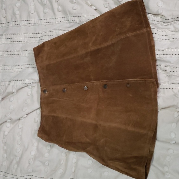 Only women's brown leather aline skirt size 38 - Picture 2 of 4